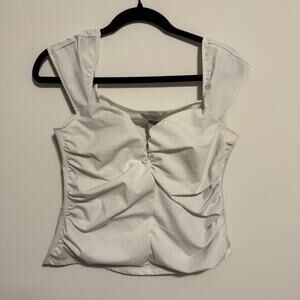 H&M White Ruched Formed Top
